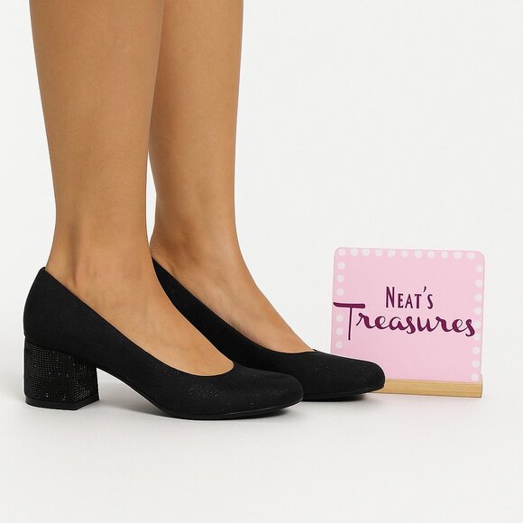 Kenneth Cole Reaction FLIP SIDE Beads Rhinestone Block Heel Slip On Shoes Sz 8 M - Picture 1 of 16